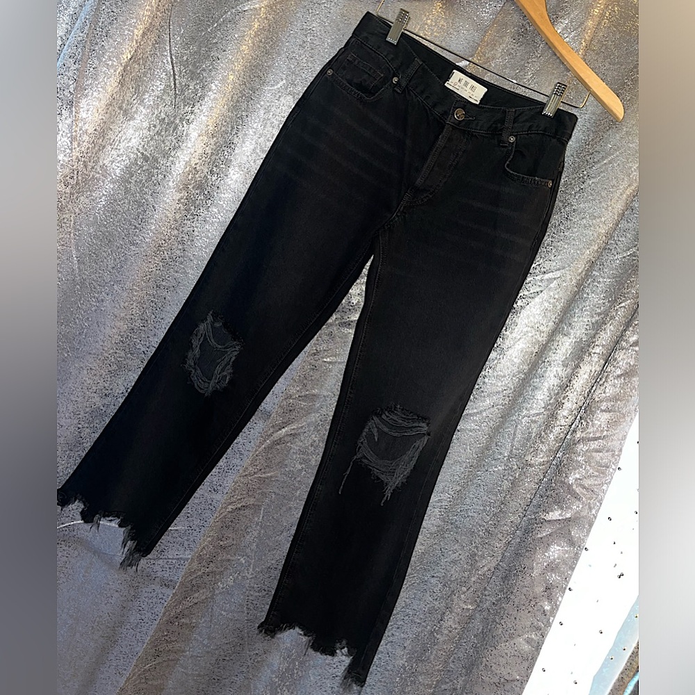 Free People- Maggie Mid Rise Distressed Wide Leg Jeans